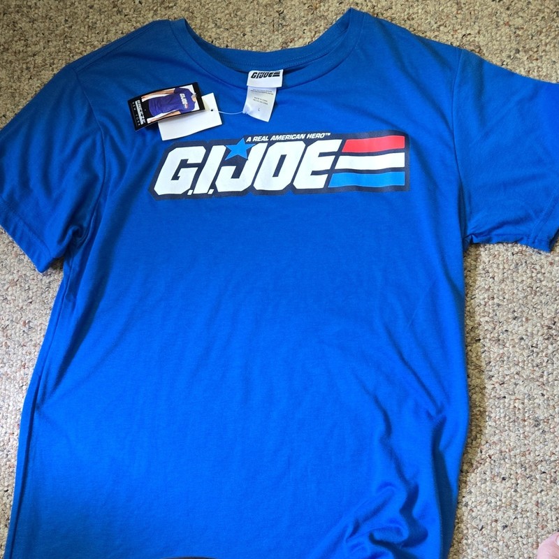 G.I. Joe Logo Graphic Print Blue Crew Neck Short Sleeve T-Shirt Mens L