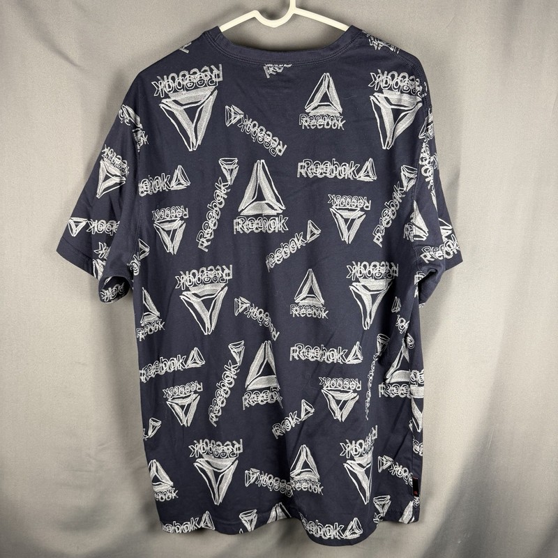 Reebok Mens T Shirt 2XL Blue AOP Graphic Tee Short Sleeve Skater Sports Classic gallery