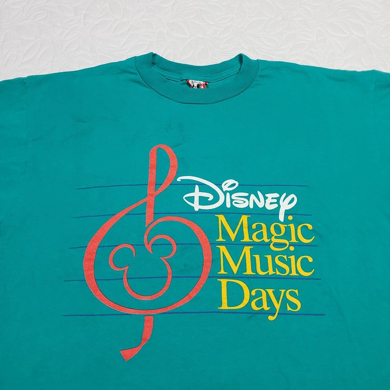 Vintage Walt Disney World Magic Music Days T-Shirt OSFA Teal Cotton Made In USA
