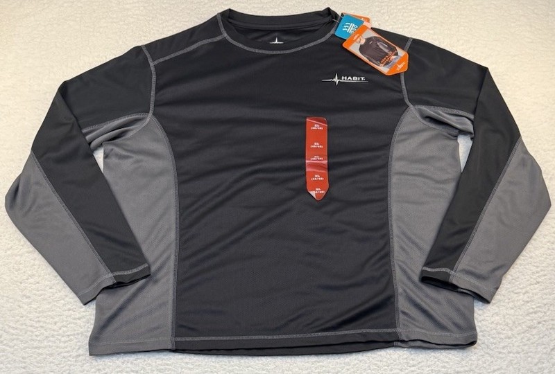 Habit Men’s Black/Gray Performance Long Sleeve Shirt Size XL