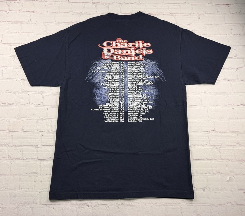 Vtg The Charlie Daniels Band Patriotic Steer Skull Concert Tour T Shirt Men's LG gallery
