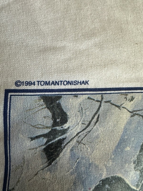 Vtg Ducks Unlimited Shirt Mens XL White Tail Juncos Art Logo Nature 1994 *Detail gallery
