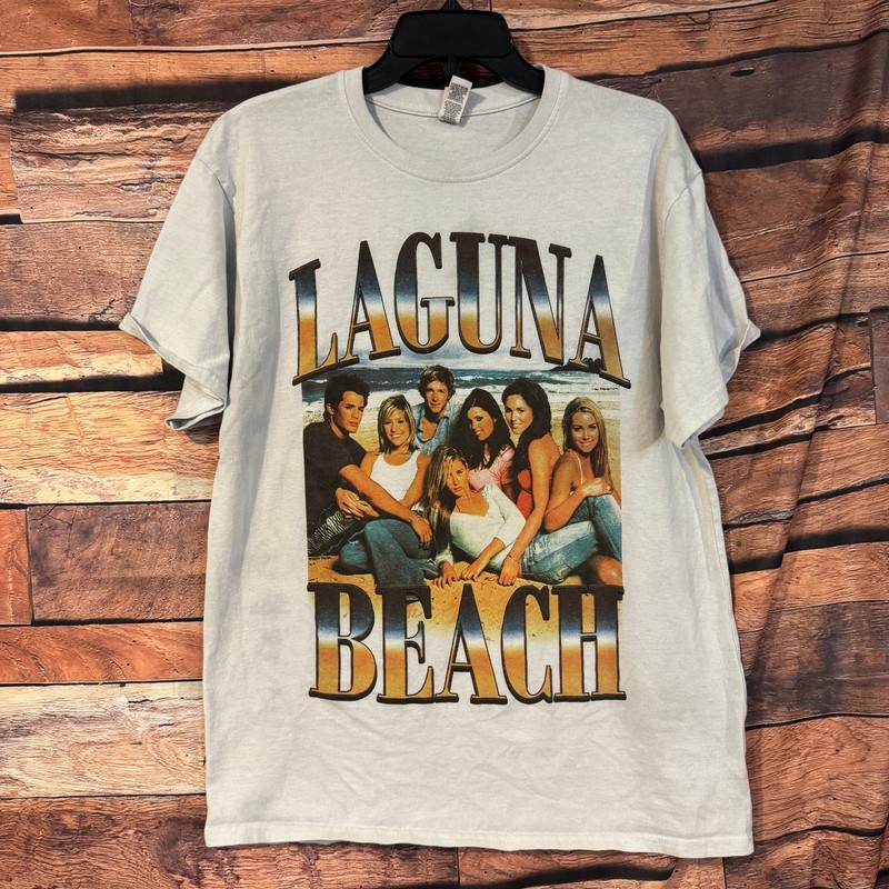 BRISCO BRANDS T-Shirt Men’s XL Light Blue Laguna Beach Graphic Cotton Poly