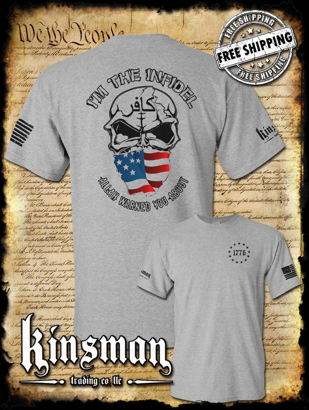 I'm The Infidel Allah Warned You About 2-Sided T-Shirt / American Flag USA Army gallery