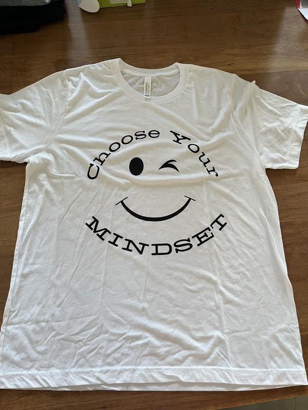 “Choose Your Own Mindset” Unisex T-Shirt Size Large White Cotton Blend