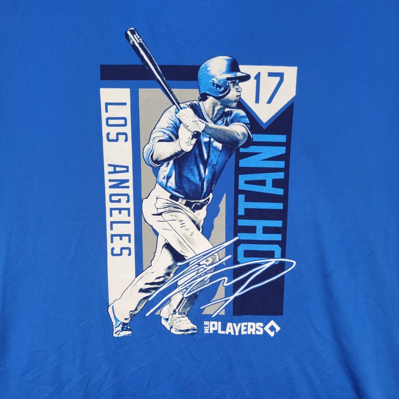 Los Angeles Dodgers Ohthani 17 Blue Graphic Tee Cotton T Shirt Mens Size XL gallery