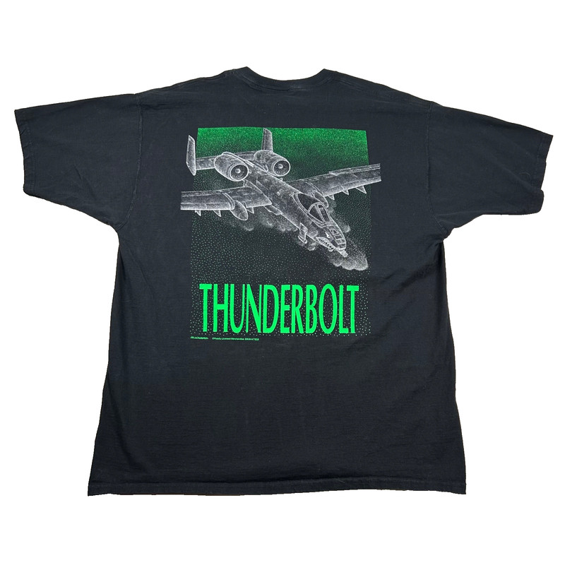 Vintage Thunderbolt T-Shirt Mens 2xl A-10 Warthog Military Jet Aviation 90s Y2K