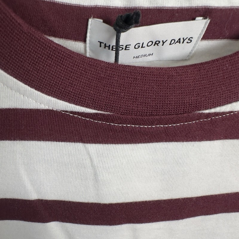 These Glory Days Scandinavia Striped T Shirt | Modern Classic | Burgundy White | gallery
