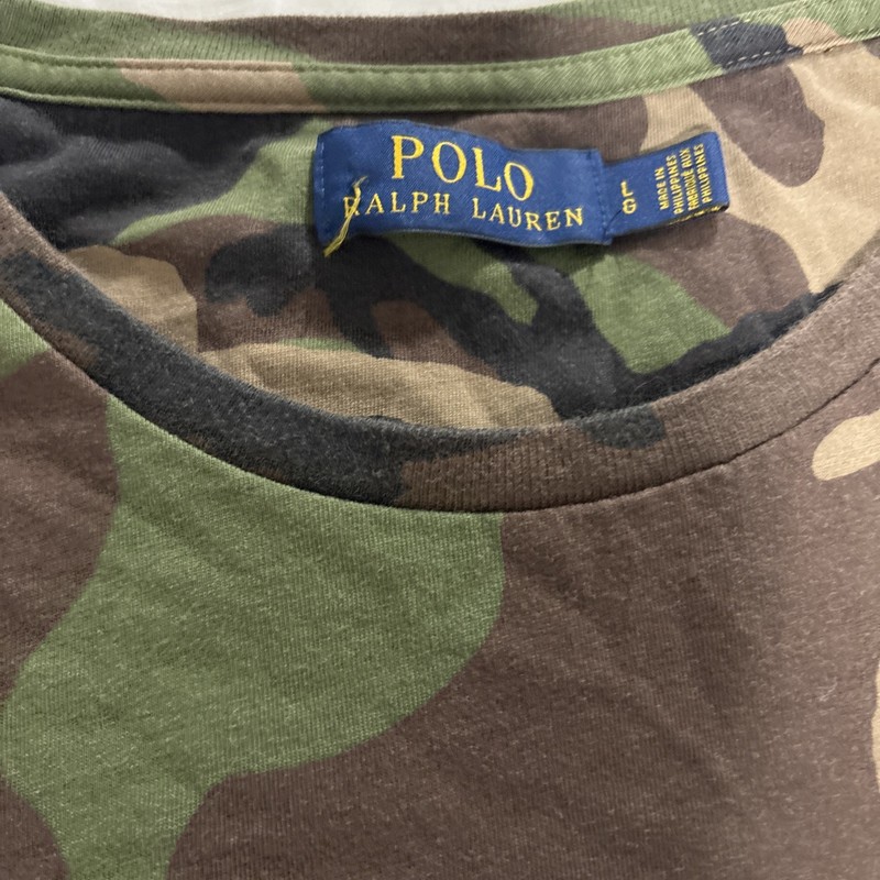 Polo Ralph Lauren T Shirt Mens Large Camouflage Camo Long Sleeve Pocket Crewneck gallery