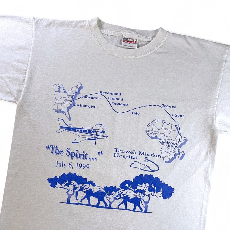 Vtg 90s The Spirit Africa Collage T-Shirt Tenwek Mission Hospital Durham Kenya L