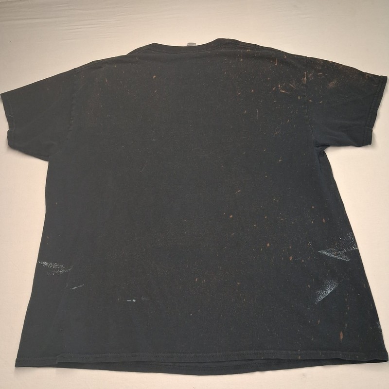 Plush Band Shirt XL Black Bleach Splatter Acid Wash Rock Music Graphic Tee gallery