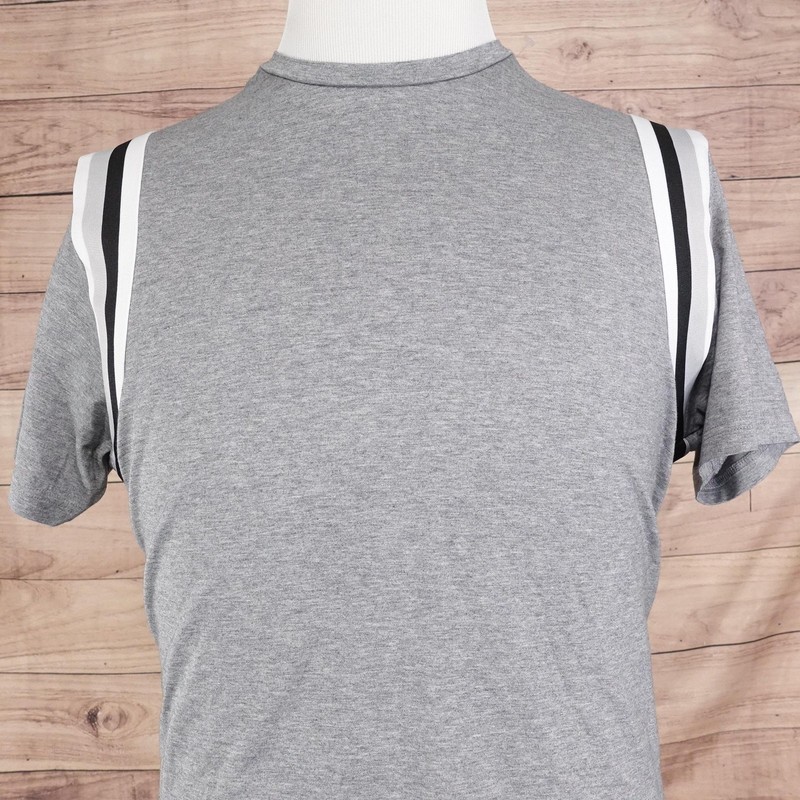 Murano Shirt Mens Large Gray Slim Fit Liquid Luxury Shoulder Stripe Short Sleeve