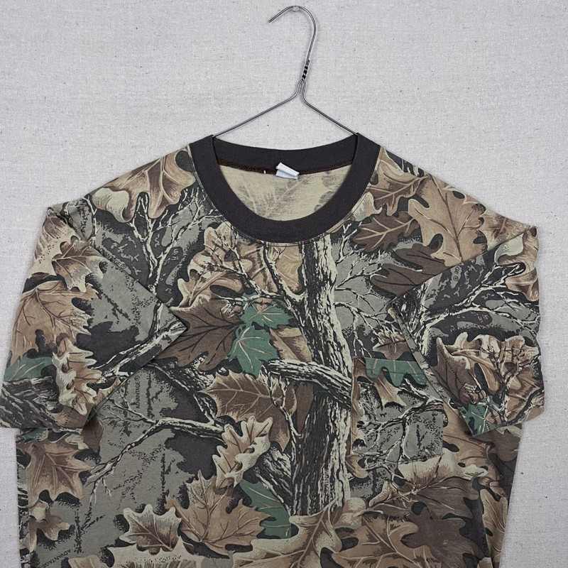 Vintage Advantage Camo Short Sleeve T Shirt Streetwear Cotton Single Stitch