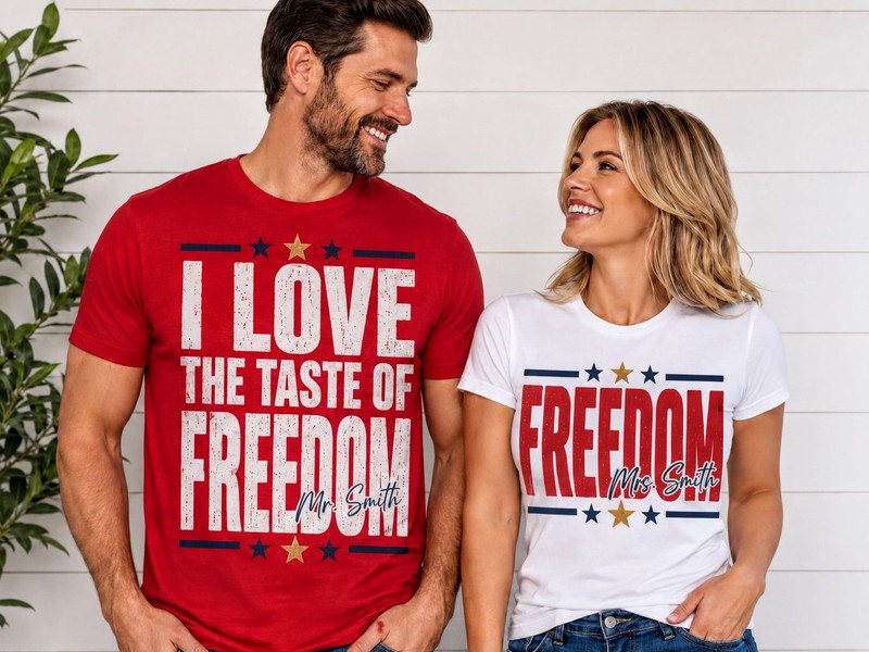 Christian Patriotic Freedom Couple Shirt Unisex Funny 4th of July USA Tee