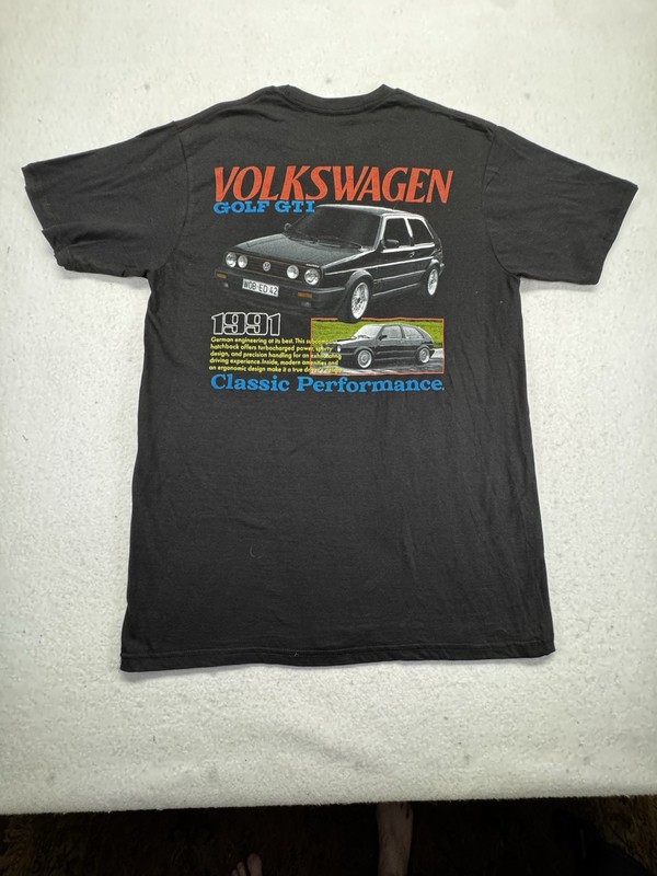 Volkswagen Golf 1991 GTI T-Shirt Black Logo Graphic Tee Racing Men’s Large gallery