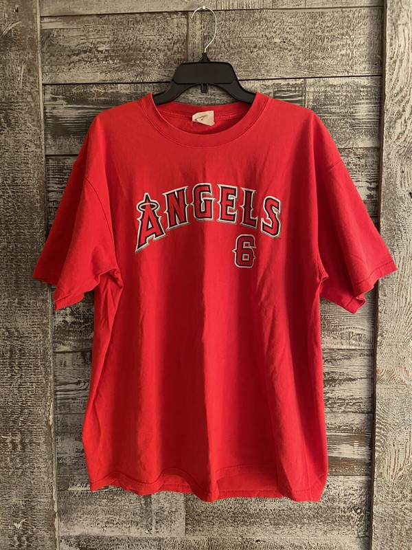 Lee Sport Angels Red T Shirt 100% Cotton Guillen #6 Men Size XL Vintage EUC