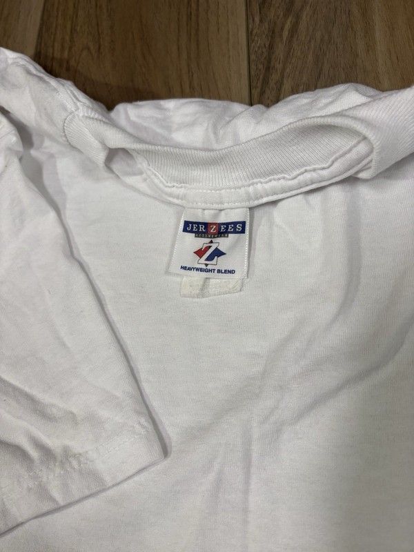 Vintage White Blank Shirt Jerzees Heavyweight Cotton Short Sleeve Tee 90s 2XL