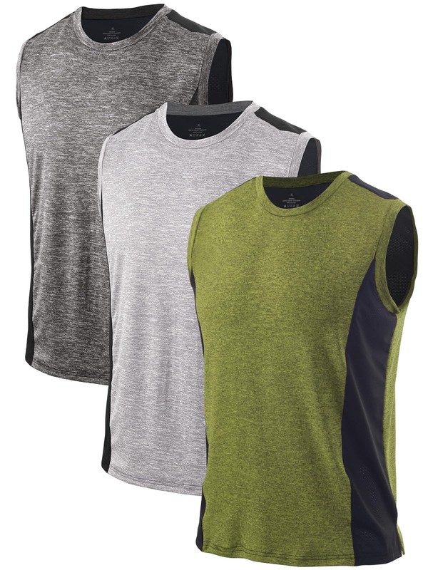 3 Pack Men's Workout Tank Tops Sleeveless Muscle Gym Tank Top Quick Dry Darkg...