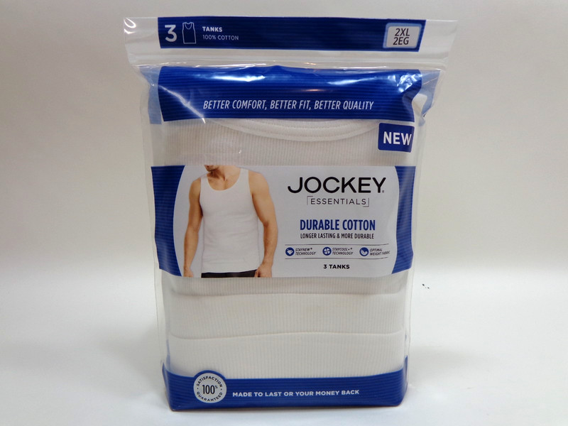 Jockey 3 Pack Size 2XL Durable Tank Top Men’s White Cotton