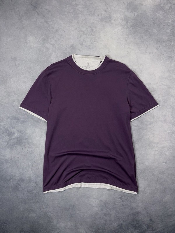 BRUNELLO CUCINELLI Luxury Casual Formal Layered Purple Vintage Shirt RRP750$+
