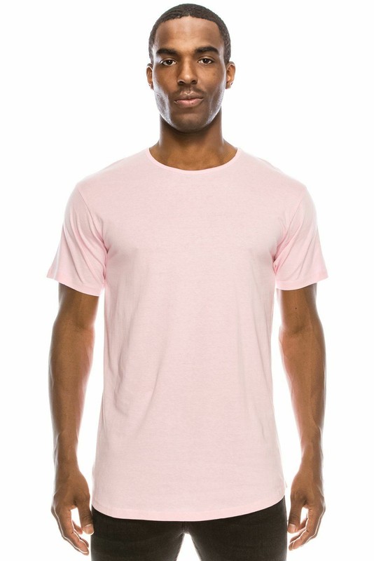 Pink Casual Extended Drop Cut Extra Longline Crewneck T-Shirt (Baby Pink) gallery