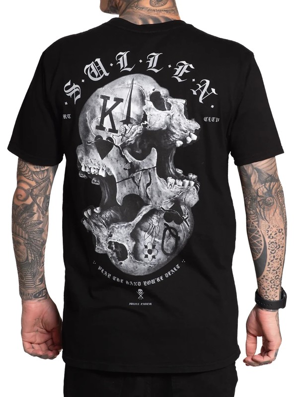 Sullen Men’s Monarchy Short Sleeve Premium T-shirt Skull Cards Tattoo Style Tee