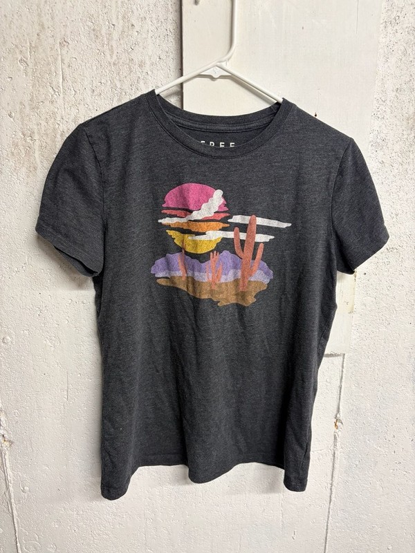 Free State Graphic Tee XL Retro Desert Sunset Cactus Boho Southwest T Shirt Gray