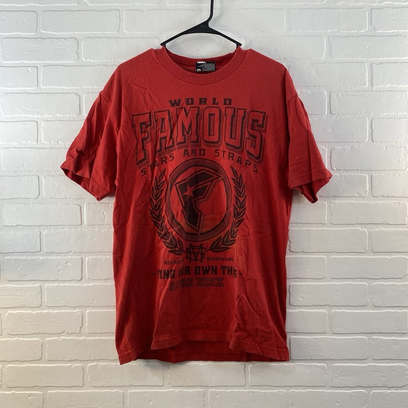 Vintage Famous Stars and Straps t shirt Mens Size LG Red