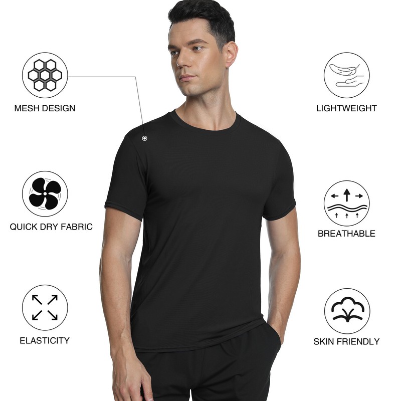 5 Pack Men's T shirts Short Sleeve T-shirt Top Polyester Crew Neck Sport Shirt gallery