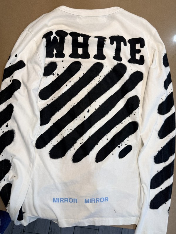Off-White T-Shirt Tee Spray Diagonal Lines Men’s Size S Mirror 2013 Long Sleeve