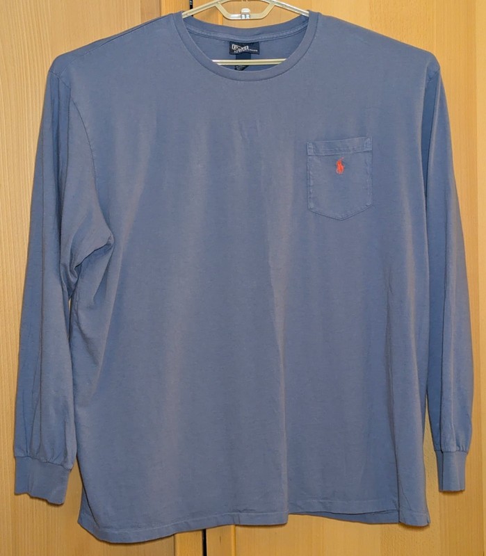 Polo Ralph Lauren Mens XXL Slate Blue Long Sleeve Pocket T-Shirt 100% Cotton