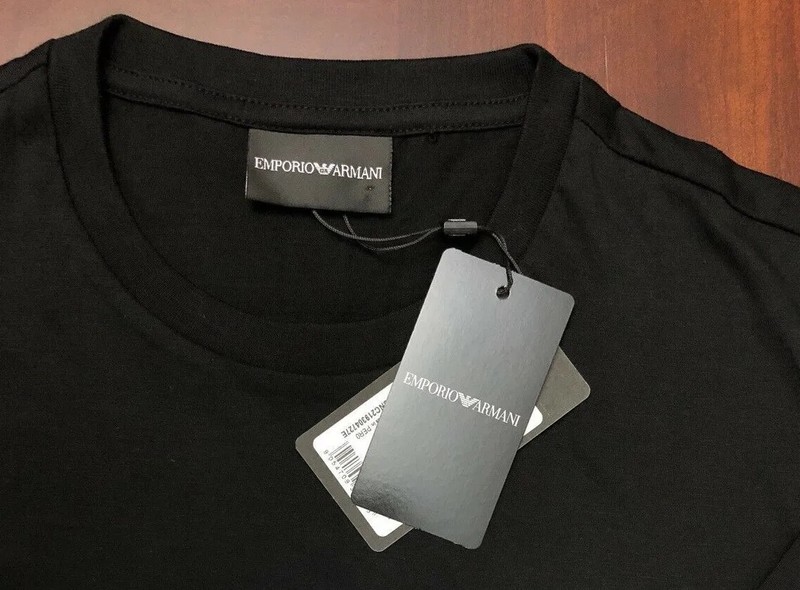 Emporio Armani Men's black cotton T-Shirt, velvet print Size M*L*XL*XXL New gallery