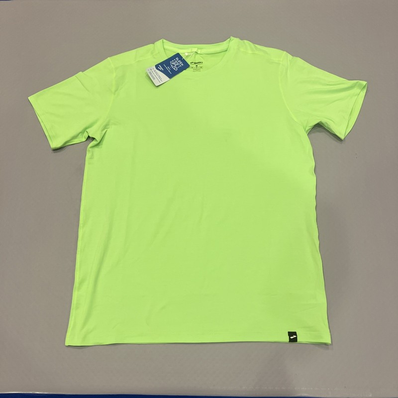 Brooks Luxe T-Shirt Mens Medium Stretch Short Sleeve Neon Limeade Running UPF