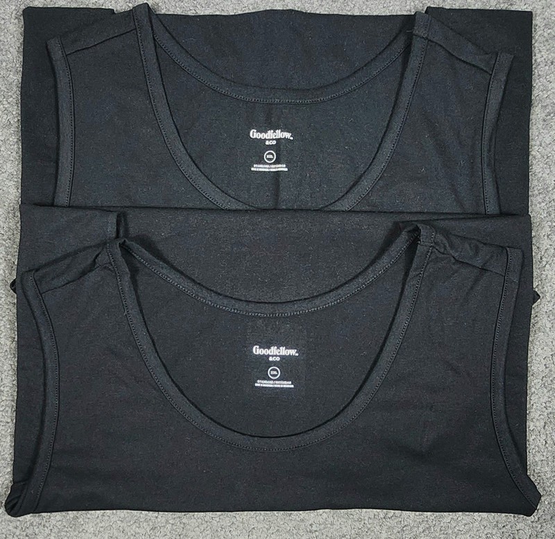 Men’s Sleeveless Tanks T Shirts 2XL Black 2 PACK Goodfellow Round Neck Stretch