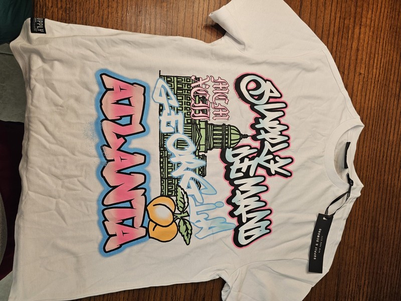 Supply & Demand City Graphic Logo Crew Neck Short Sleeve Tee Mens White S Jersey