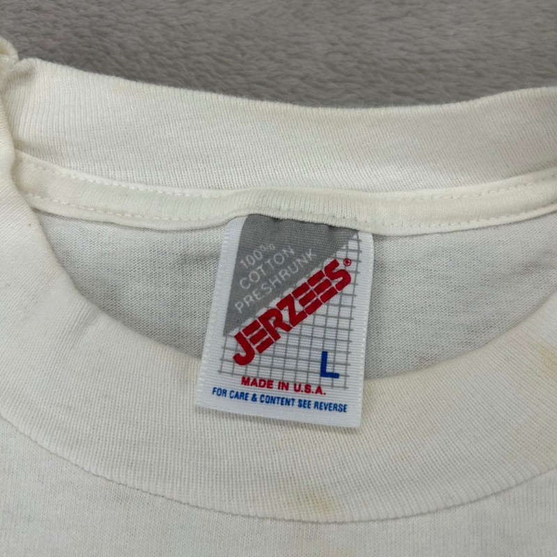 Vintage 90s Jerzees Photographic Print Shirt Mens Large White Cotton USA gallery