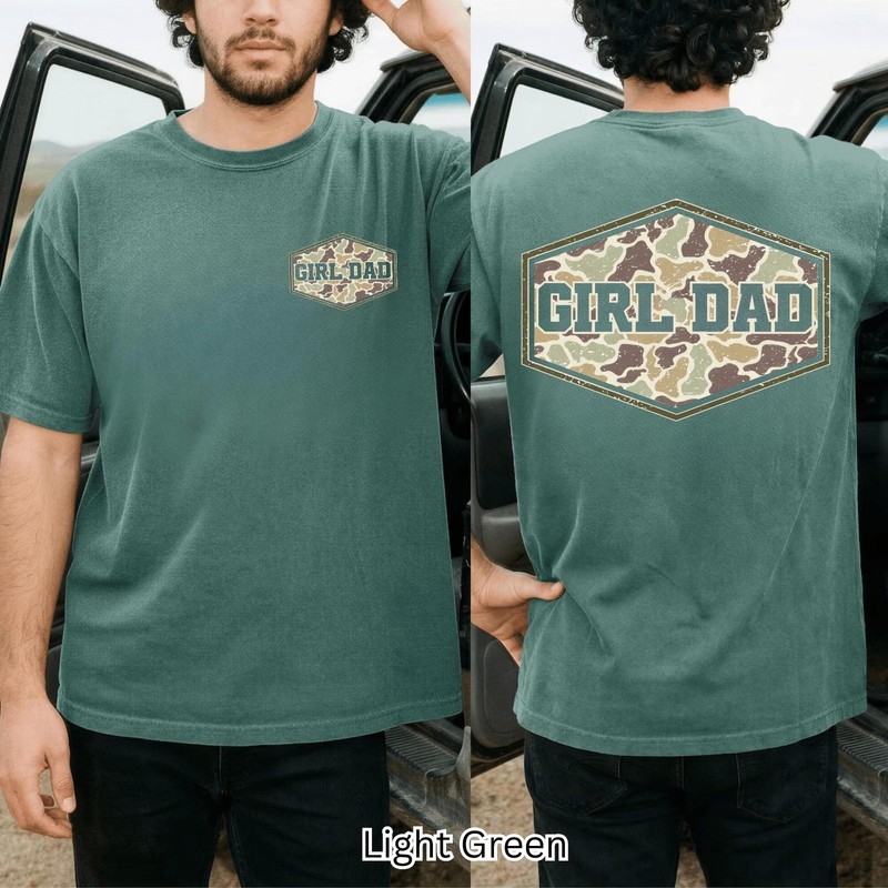 Camouflage Dad Shirt, Retro Varsity Dad Tee Double Sided T-Shirt