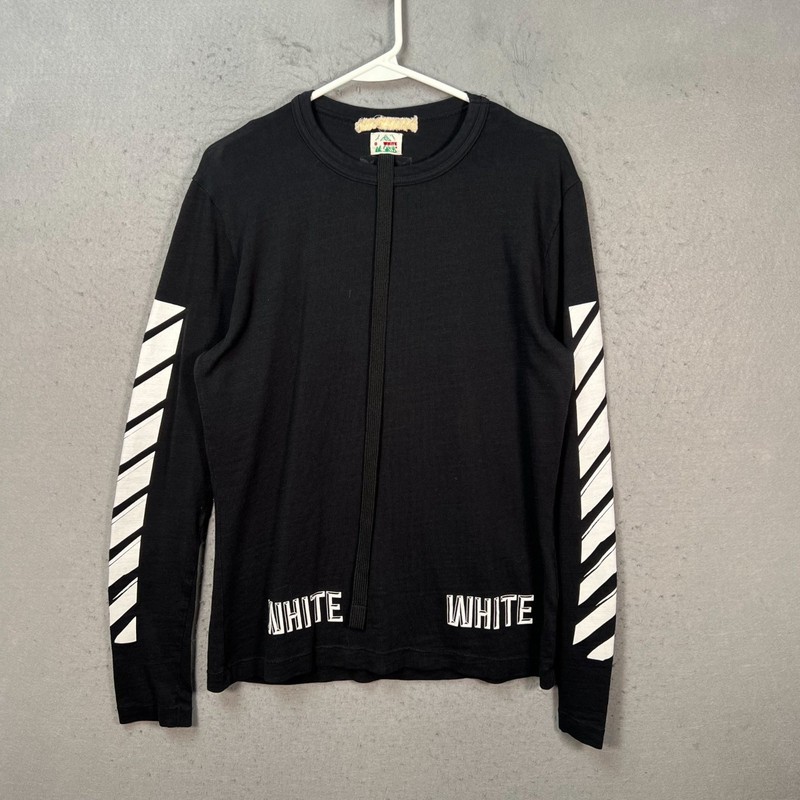 Off-White Mens Size Small Black Long Sleeve Graphic T-Shirt