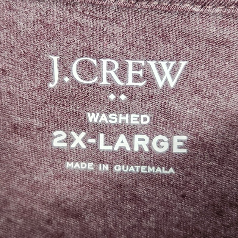 J Crew Factory Mens Washed Jersey Short Sleeve Tee 2X Heather Purple/Plum gallery