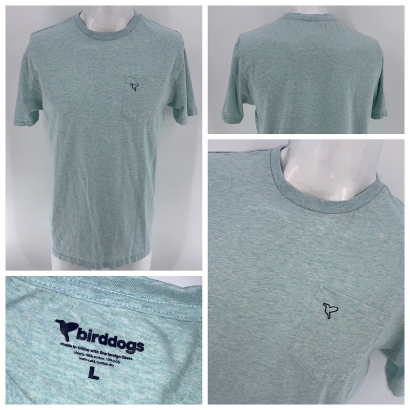 Birddogs Short Sleeve Pocket T-Shirt L Men Light Blue Cotton Poly YGI P4-214