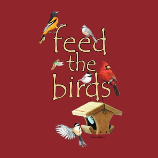 Bird Lovers T-shirt Small Feed The Birds Cotton Short Sleeve NWT NEW