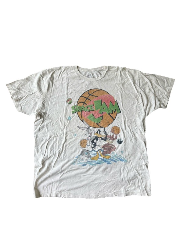 Space Jam Mens Graphic Looney Tunes Bugs Bunny Daffy Tee White XL
