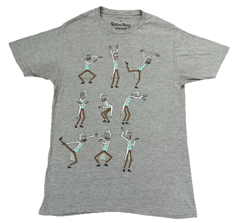 Rick & Morty Adult Swim Medium Gray Graphic T-Shirt Ripple Junction
