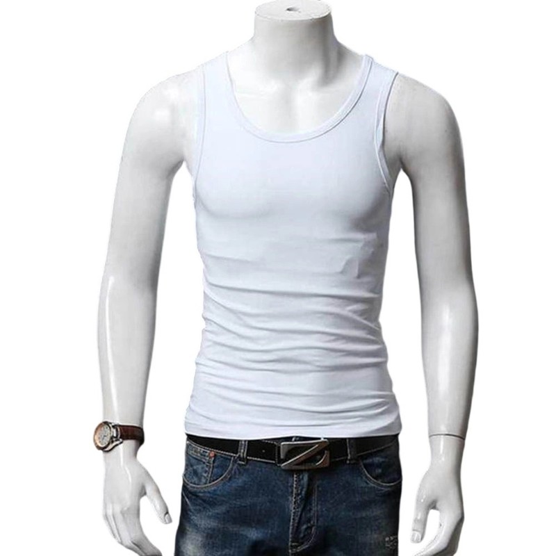 Men's Solid Color Sleeveless U-Neck Tank Top for Gym Fitness and Training gallery