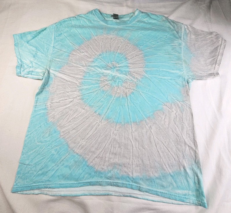Blue And Gray Tye Dye Swirl Mens Size XL T-Shirt Gildan Heavy Cotton