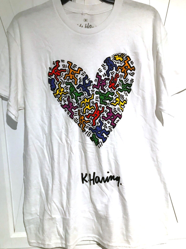 New KEITH HARING Artist Famous Pop Art Love Heart Graffiti Tee Shirt~M