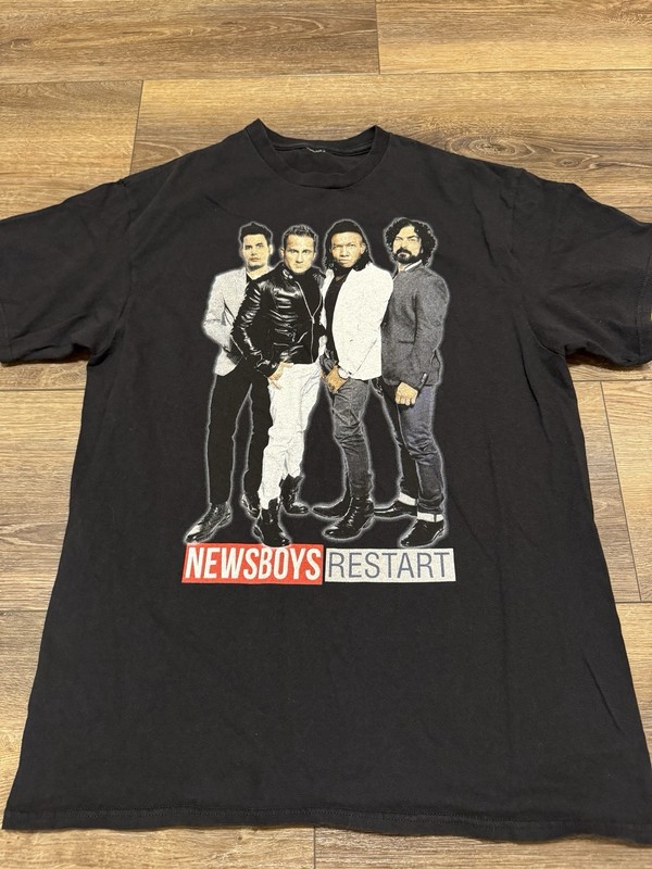 Y2K Newsboys Restart Tour Band Pop Music Double Side Shirt Black Large Concert