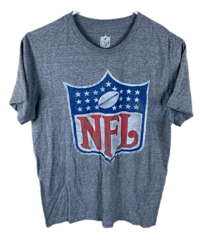 NFL Team Apparel Shirt Mens S Gray Short Sleeve Shield Logo Football Graphic Tee