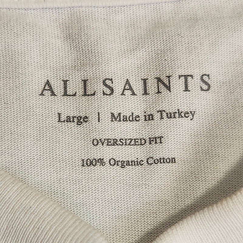 AllSaints Redact SS Crew Neck T-Shirt White Oversized Organic Cotton Men’s Large gallery