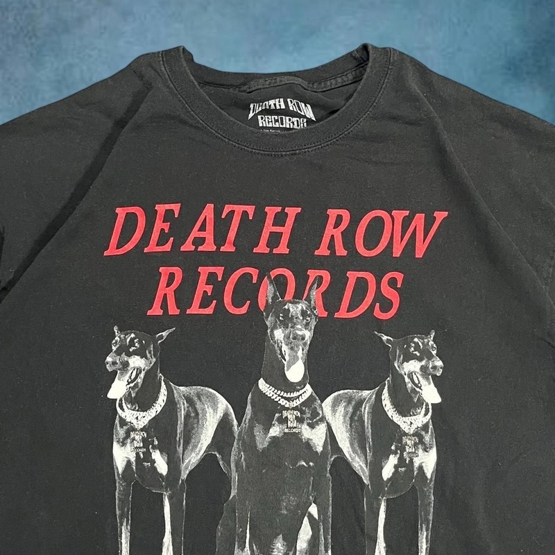 Black Death row records t-shirt dogs skater rap